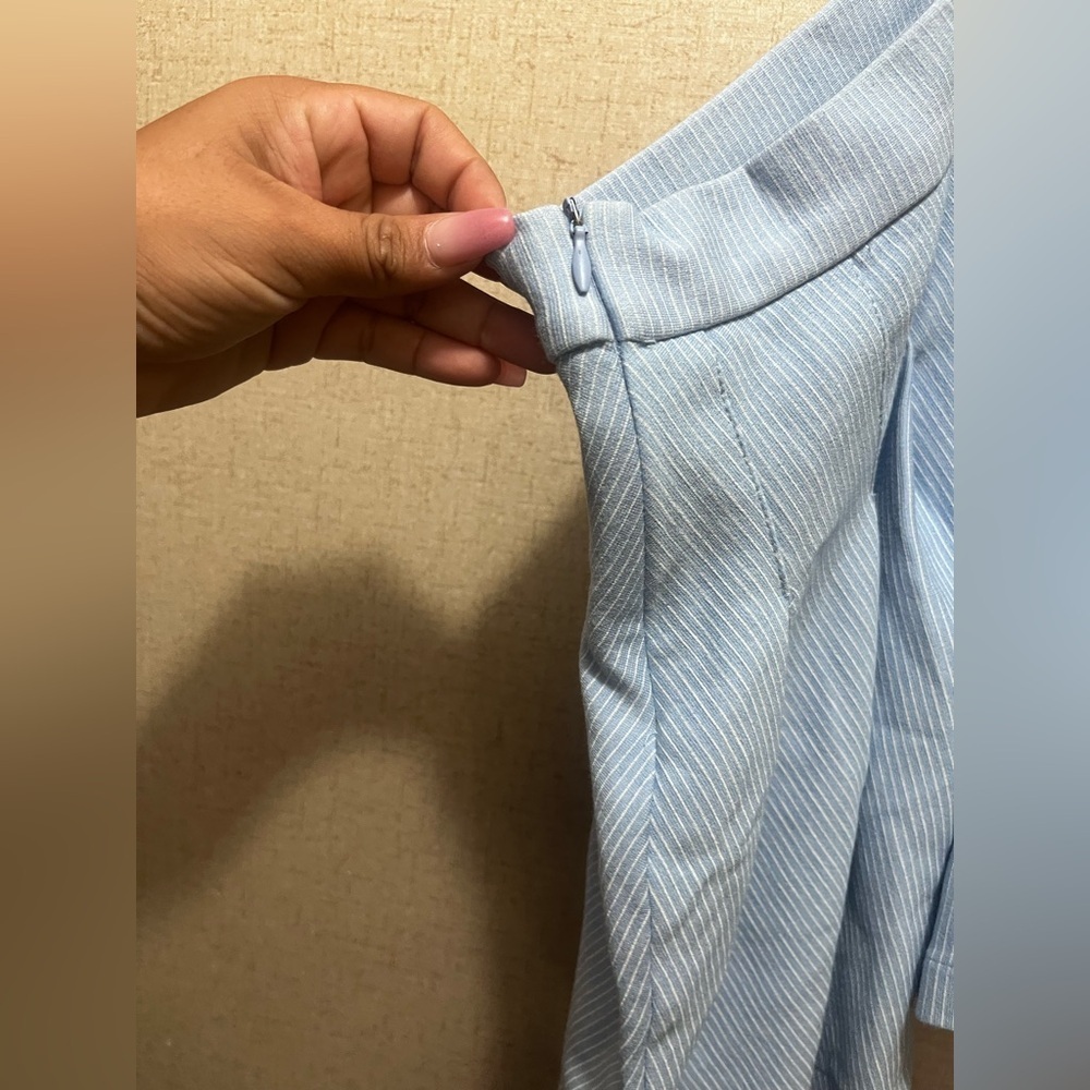 Zara Sky Blue Striped A-Line Skirt - Picture 3 of 4